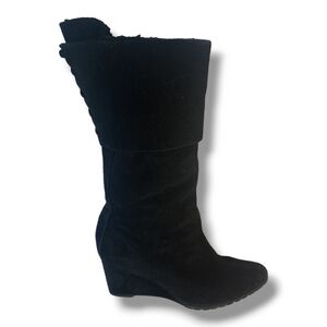 Size 8 vintage Suede Colin Stuart Wedge Leather Boots Lace Up Detail Winter Fall